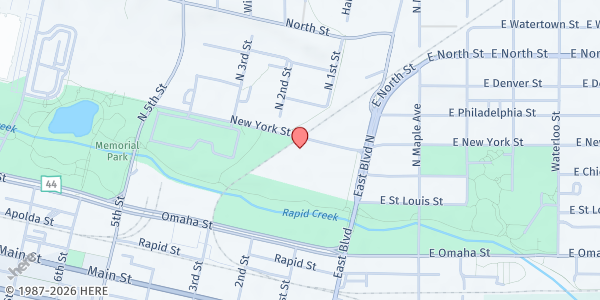 Map showing Volunteers of America Northern Rockies - Rapid City at 111 New York St, Rapid City, SD