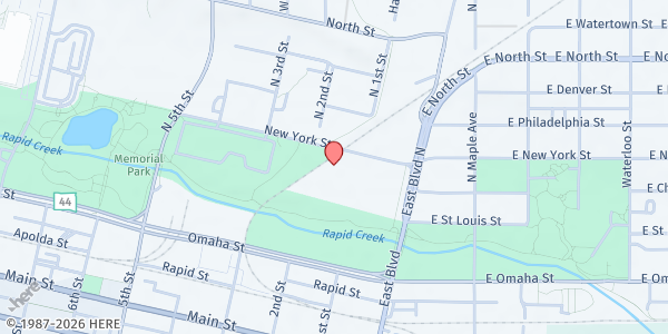 Map showing Volunteers of America Northern Rockies - Rapid City at 111 New York St., Rapid City, SD