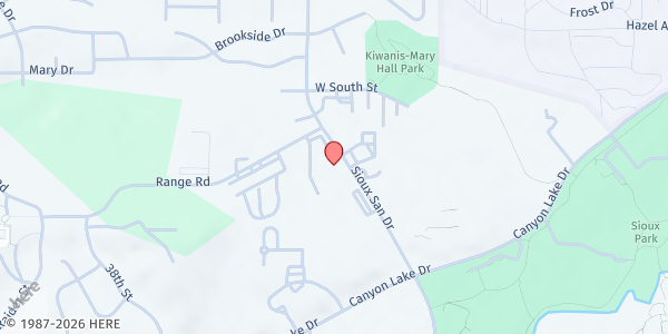 Map showing West Middle School at 1003 Sioux San Dr., Rapid City, SD