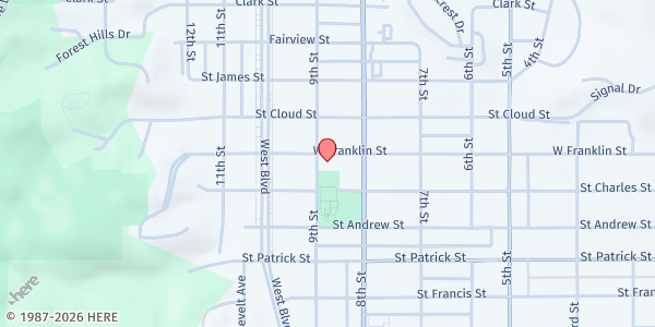 Map showing Wilson Elementary at 827 Franklin St., Rapid City, SD