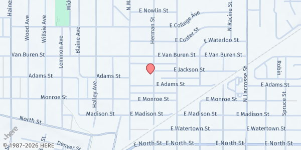 Map showing Youth & Family Services - Rapid City at 120 East Adams Street, Rapid City, SD