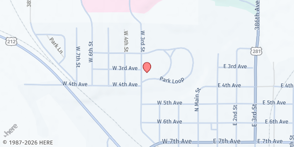 Map showing Feeding SD at Redfield National Guard Armory at 309 W 3rd St, Redfield, SD