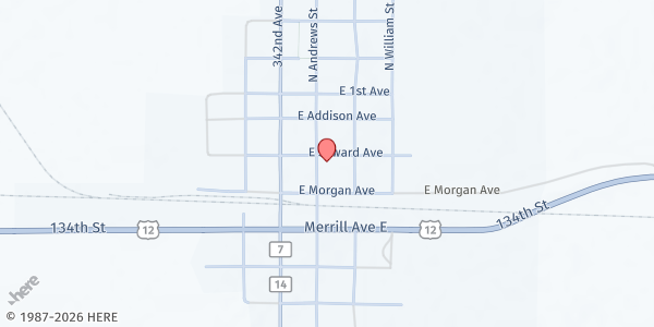 Map showing St. Paul's Lutheran Church (WELS) at 208 Andrew St, Roscoe, SD