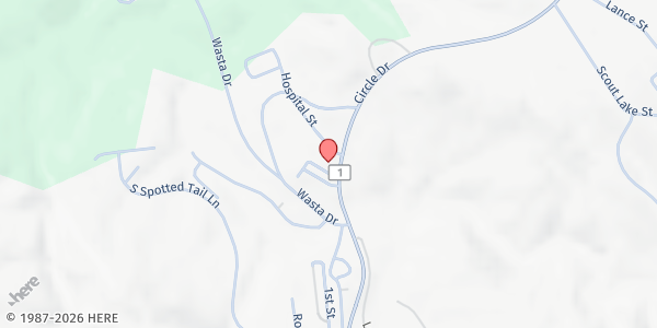 Map showing Rosebud Sioux Tribe Elderly Nutrition at 1810 E Hospital Blvd., Rosebud, SD