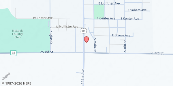 Map showing McCook County Food Pantry at 640 South Nebraska Street, Salem, SD