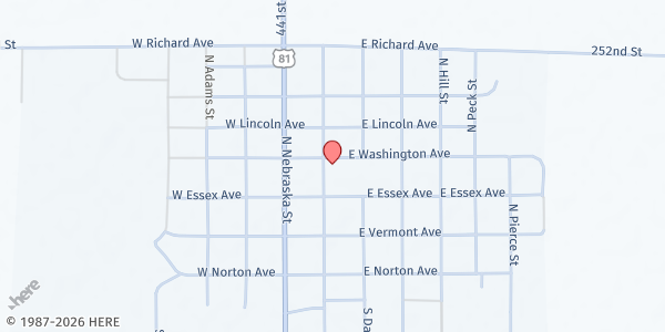 Map showing Unite Church at 432 N Main St, Salem, SD