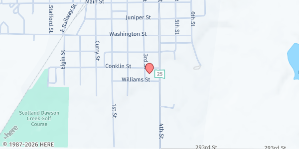 Map showing Scotland Community Church at 350 Williams St, Scotland, SD