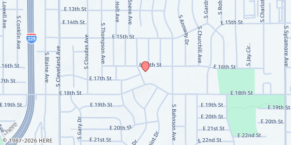 Map showing Cleveland Elementary at 1000 S Edward Dr., Sioux Falls, SD
