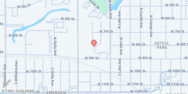 Map showing Community Engagement Center - Axtell Park Building at 201 West Ave, Axtell Park Building, Sioux Falls, SD