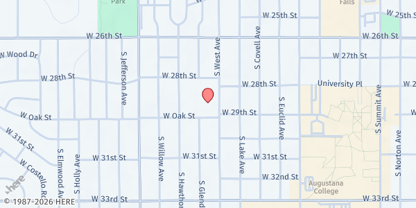 Map showing Edison Middle School at 2101 S West Ave., Sioux Falls, SD
