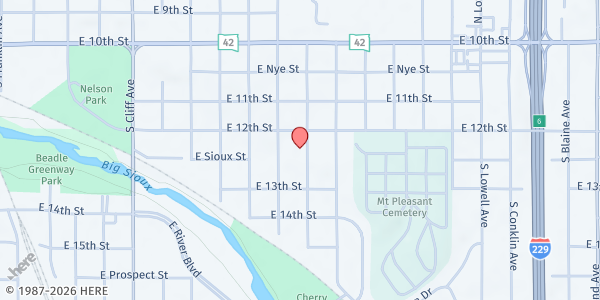 Map showing Eugene Field A+ Elementary at 501 S Highland Ave, Sioux Falls, SD