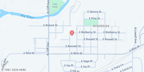 Map showing Feeding SD at Laura B Anderson School at 1600 N Wayland, Sioux Falls, SD