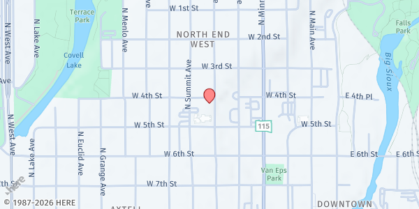 Map showing Good Shepherd Ministry Center - Food Distribution Center at 523 N Duluth Ave, Sioux Falls, SD