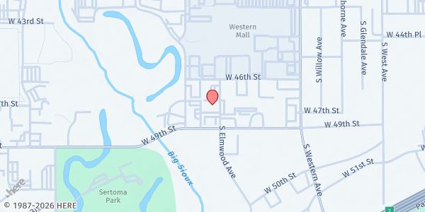 Map showing Helpline Center at 3817 S Elmwood Ave, Sioux Falls, SD