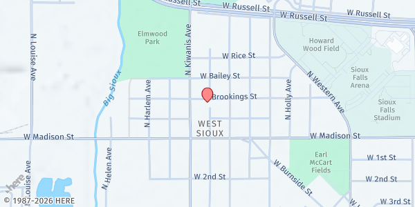 Map showing Jane Addams Elementary at 2511 W Brookings, Sioux Falls, SD