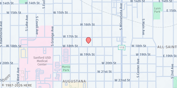 Map showing Lowell Elementary at 710 W 18th St., Sioux Falls, SD