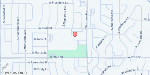 Map showing Memorial Middle School at 1401 South Sertoma Avenue, Sioux Falls, SD