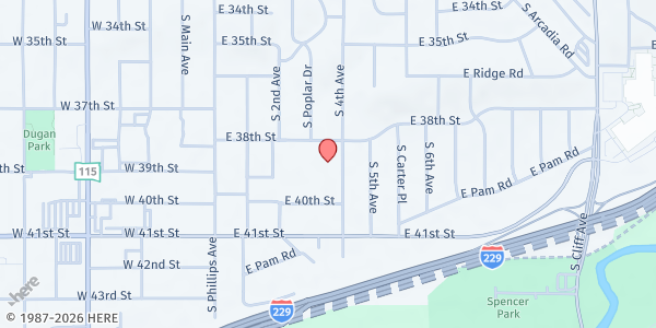Map showing Robert Frost Elementary at 3101 S 4th Ave., Sioux Falls, SD
