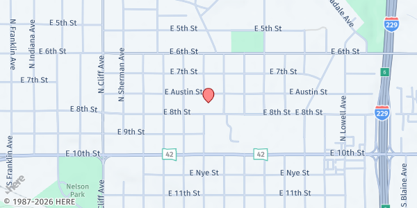 Map showing Terry Redlin Elementary at 1721 E Austin St, Sioux Falls, SD