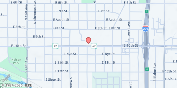 Map showing The Community Outreach at 1915 E 8th St Suite 105, Sioux Falls, SD