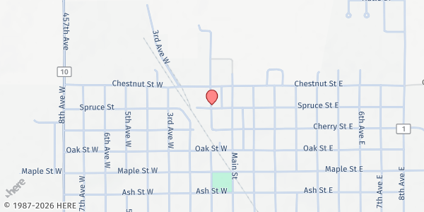 Map showing Sisseton Ministerial Food Pantry at 405 1st Ave W, Sisseton, SD