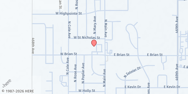 Map showing St Nicholas Catholic Church at 140 W Brian St, Tea, SD
