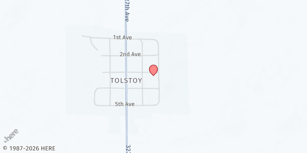Map showing Tolstoy Wesleyan Church at 305 Dufloth St., Tolstoy, SD