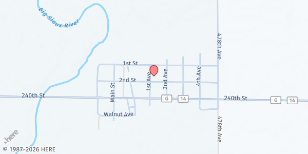 Map showing Trent Baptist Church at 102 2nd St, Trent, SD
