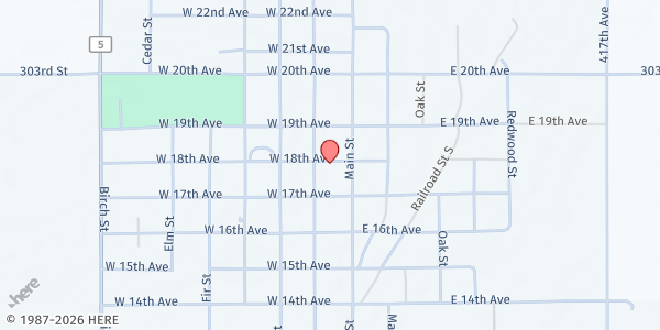 Map showing Bon Homme County Annex at 103 W 18th Ave, Tyndall, SD