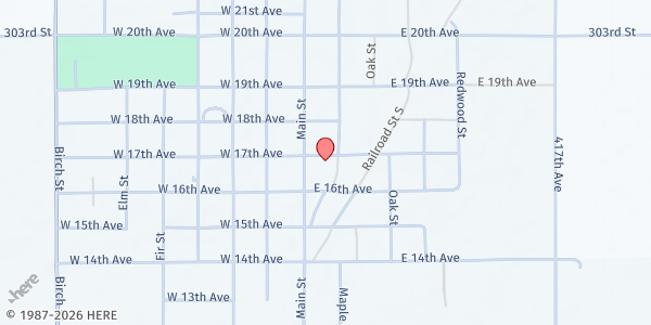 Map showing Bon Homme Food Pantry at 105 17th Ave., Tyndall, SD