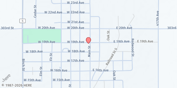 Map showing Tyndell United Methodist Church at 1812 E 17th Ave, Tyndall, SD