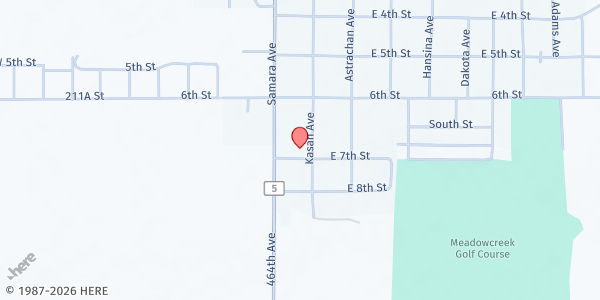 Map showing First Lutheran Church at 623 Kasan Ave, Volga, SD