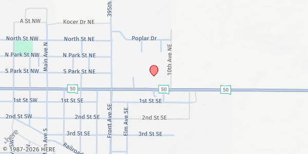 Map showing Feeding SD at the Armory at 610 SD-46, Wagner, SD