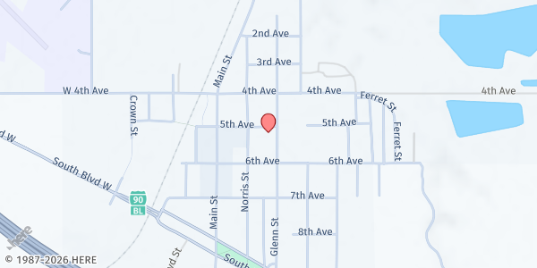 Map showing Country Cupboard Food Pantry at 505 Glenn St, Wall, SD