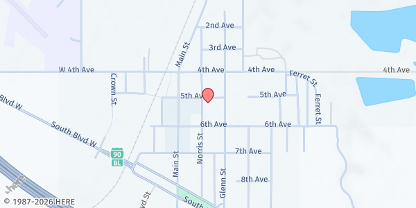 Map showing First Lutheran Church of Wall at 504 Norris Street, Wall, SD