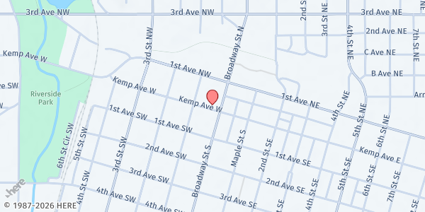 Map showing Codington County Welfare Office at 7 W Kemp Ave, Watertown, SD