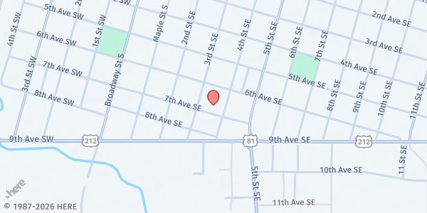 Map showing The Salvation Army of Watertown at 621 4th St SE, Watertown, SD