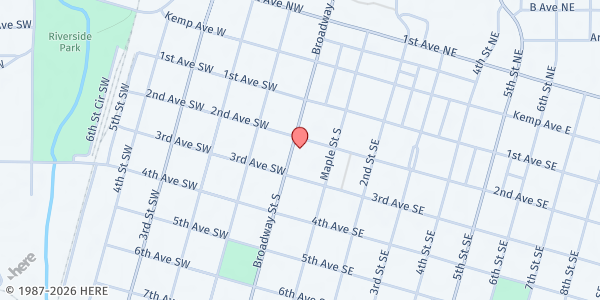 Map showing Watertown First United Methodist Church at 4 2nd Ave SE, Watertown, SD