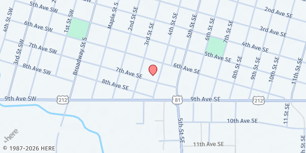 Map showing Watertown Salvation Army at 621 4th St. SE, Watertown, SD