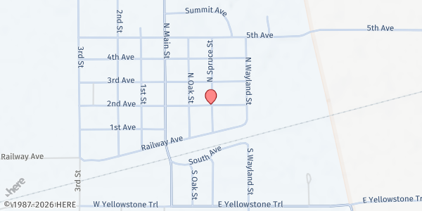 Map showing Waubay City Maintenance Building at 10 2nd Ave, Waubay, SD
