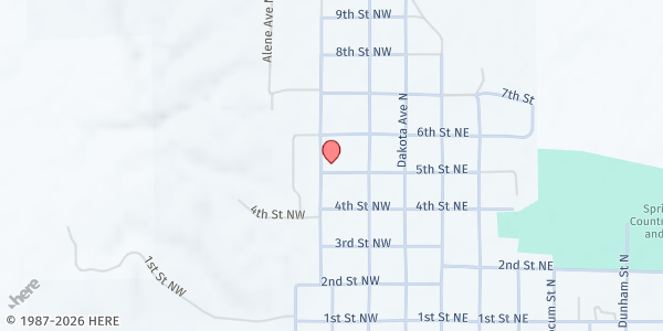 Map showing Foothills Bible Fellowship at 210 5th St NW, Wessington Springs, SD
