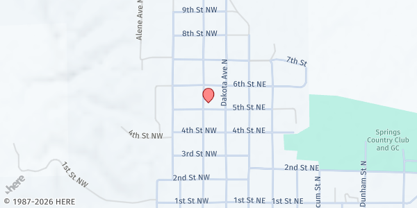 Map showing Free Methodist Church at 110 5th St NW, Wessington Springs, SD