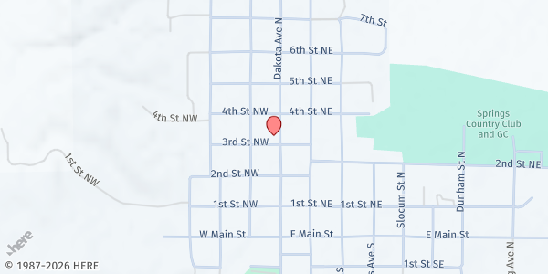 Map showing Immanuel Baptist Church at 401 Dakota Ave N, Wessington Springs, SD