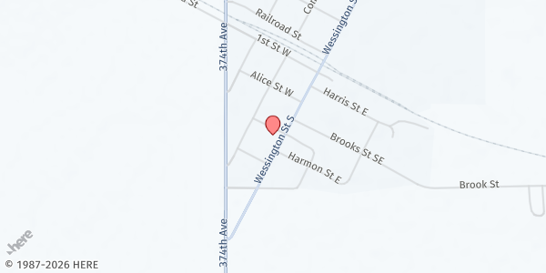 Map showing Feeding SD at First Presbyterian Church at 135 Clare St., Wessington, SD