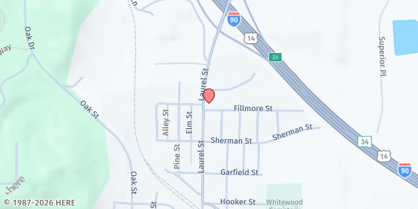 Map showing Immanuel Lutheran Church at 920 Fillmore St, Whitewood, SD