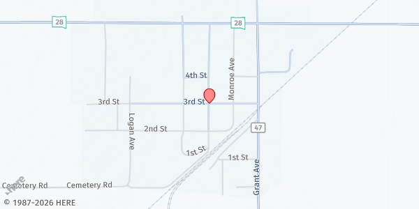 Map showing Feeding SD at the Corner of Garfield and Third St. at 3rd St. at Garfield, Willow Lake, SD
