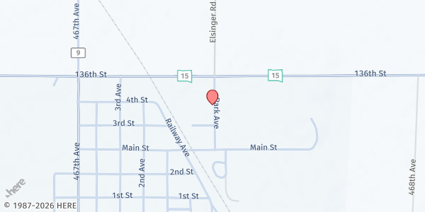 Map showing Zion Community Church at 420 Park Ave, Wilmot, SD
