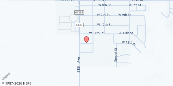 Map showing Feeding SD at The County 4-H Center at 848 West 12th Street, Winner, SD