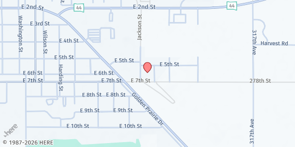 Map showing Trinity Lutheran Church at 1217 E 7th St, Winner, SD