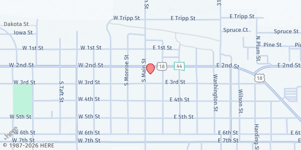 Map showing Winner Ministerial Pantry at 222 S Main St, Winner, SD